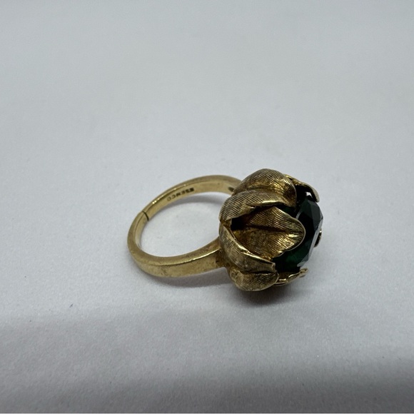 READ!! VINTAGE 10K GOLD PASTE FLOWER ESEMCO COCKTAIL RING SIZE 5.75, LEAF, 7.2g - Picture 11 of 17